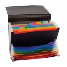 Dėklas dokumentams Viquel Rainbow, A4, 18 skyrelių, su gumelėmis, plastikinis, juodos spalvos (P)