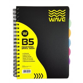 Sąsiuvinis Wave Klasa, B5,120 lapų, su 5 skirtukais, langeliais