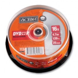 Vienkartinio įrašymo diskai Acme DVD+R, 4.7GB, 16x, 25vnt. ´tortas´