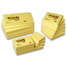 Lipnūs lapeliai Post-it, 76x102mm, 100 lapelių, geltonos spalvos