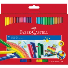 Flomasteriai Faber-Castell Connector Clips, 20 spalvų