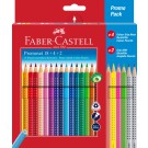 Spalvoti pieštukai Faber-Castell Grip 18+4neoninės+2 grip pieštukai
