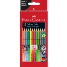 Spalvoti pieštukai Faber-Castell Grip, 12 neoninių spalvų