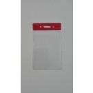 Dėklas vardinei kortelei iš PVC, 55x90mm, vertikalus, raudonos spalvos kraštelis