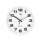 Apvalus sieninis laikrodis TIQ F66151R, plastikinis, baltos spalvos, baltos spalvos rėmelis, diametras 35cm